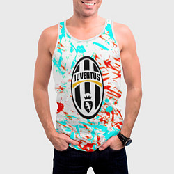 Майка-безрукавка мужская Ювентус штрихи красок текстура, цвет: 3D-белый — фото 2