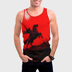 Майка-безрукавка мужская Всадник на коне - красный фон, цвет: 3D-красный — фото 2