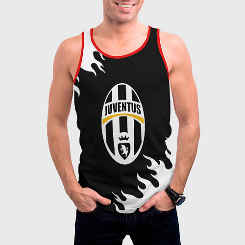 Мужская майка без рукавов Juventus белый огонь текстура / 3D-Красный – фото 3