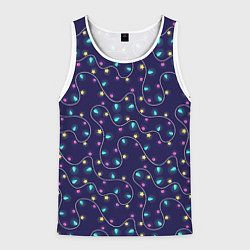 Майка-безрукавка мужская Новогодние гирлянды, цвет: 3D-белый