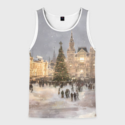 Майка-безрукавка мужская Новогодние гуляния в Москве, цвет: 3D-белый