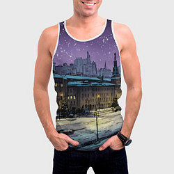 Майка-безрукавка мужская Ночь в новогодней Москве, цвет: 3D-белый — фото 2