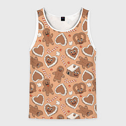Мужская майка без рукавов Паттерн с новогодним печеньем