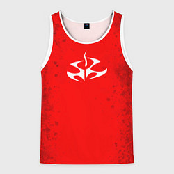 Майка-безрукавка мужская Белая эмблема hitman на красном, цвет: 3D-белый