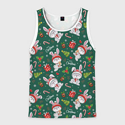 Мужская майка без рукавов Новогодние зайчики