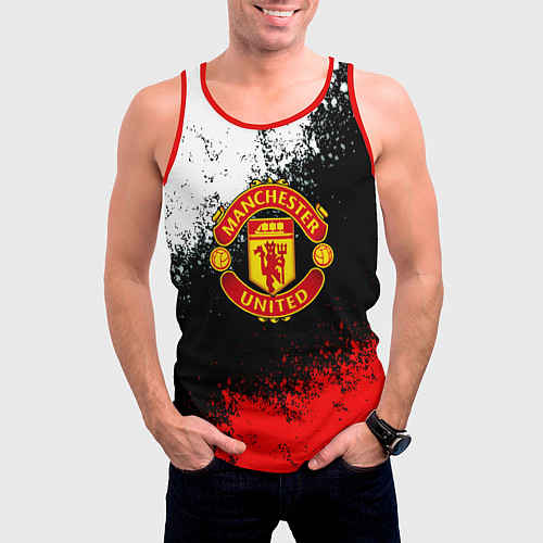 Мужская майка без рукавов Манчестер Юнайтед краски всплеск / 3D-Красный – фото 3