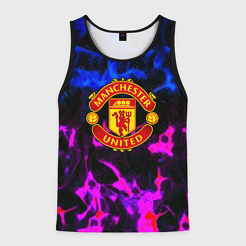 Мужская майка без рукавов Манчестер Юнайтед огонь неон / 3D-Черный – фото 1
