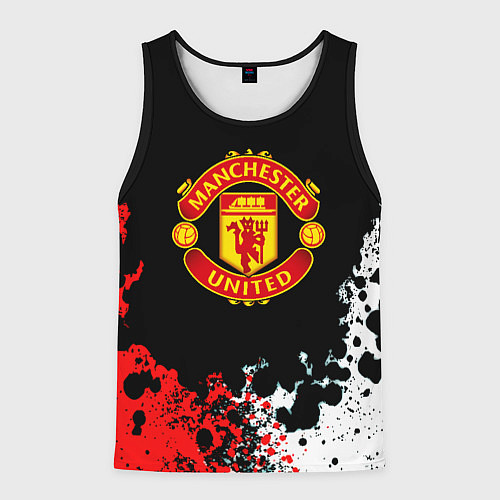 Мужская майка без рукавов Манчестер Юнайтед краски абстрактные / 3D-Черный – фото 1