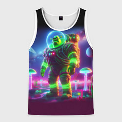 Мужская майка без рукавов Космонавт Шрук в неоновом скафандре на загадочной