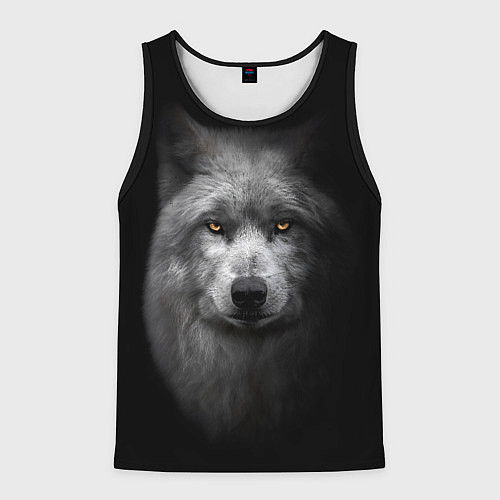 Мужская майка без рукавов Суровый волк с холодным нордическим взглядом / 3D-Черный – фото 1