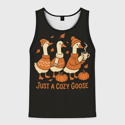 Мужская майка без рукавов Осенние гуси / 3D-Черный – фото 1