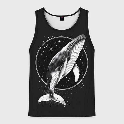Мужская майка без рукавов Кит в звездном ореоле / 3D-Черный – фото 1