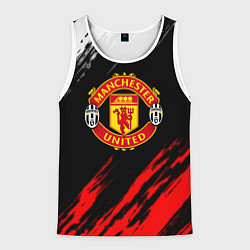 Майка-безрукавка мужская Манчестер Юнайтед x Ювентус краски, цвет: 3D-белый