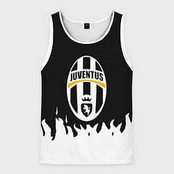 Майка-безрукавка мужская Ювентус белый огонь текстура, цвет: 3D-белый