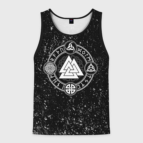 Мужская майка без рукавов Валькнут и символы в круге / 3D-Черный – фото 1