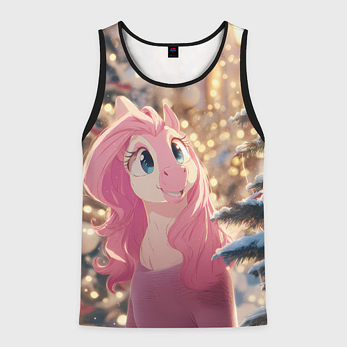 Мужская майка без рукавов Удивленная лошадка - Новый год / 3D-Черный – фото 1