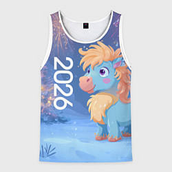 Майка-безрукавка мужская Милая лошадка 2026, цвет: 3D-белый