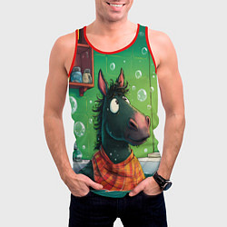 Майка-безрукавка мужская Лошадь моется в ванной, цвет: 3D-красный — фото 2