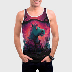 Майка-безрукавка мужская Лошадь рок стиль, цвет: 3D-белый — фото 2