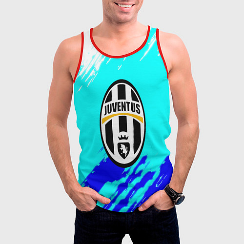 Мужская майка без рукавов Ювентус краски штрихи текстура / 3D-Красный – фото 3