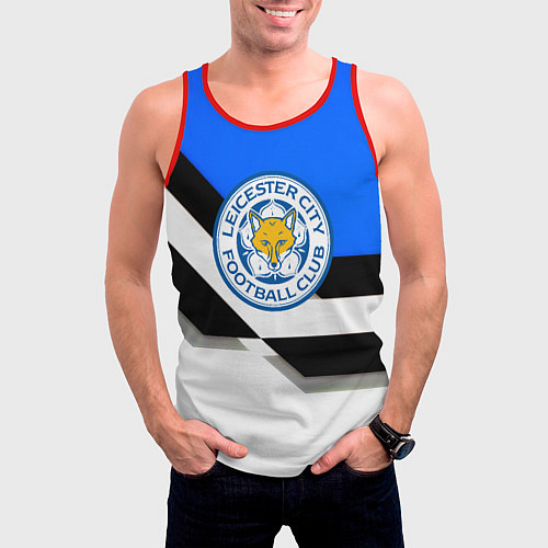 Мужская майка без рукавов Лестер сити геометрия полосы / 3D-Красный – фото 3