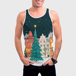Майка-безрукавка мужская Новогодняя ночь в городе, цвет: 3D-белый — фото 2