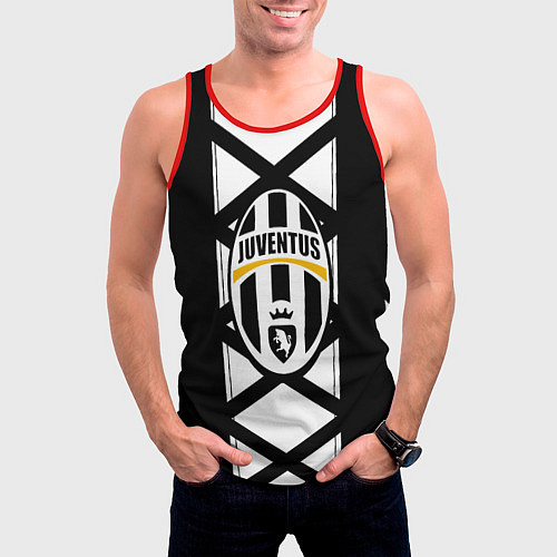 Мужская майка без рукавов Ювентус геометрия полосы линии / 3D-Красный – фото 3