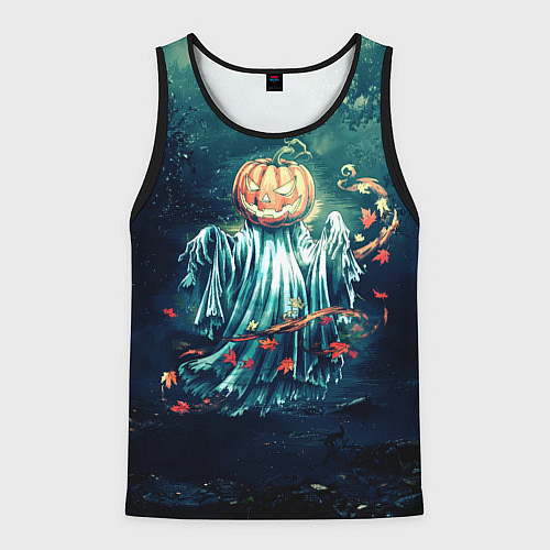 Мужская майка без рукавов Тыква призрак / 3D-Черный – фото 1