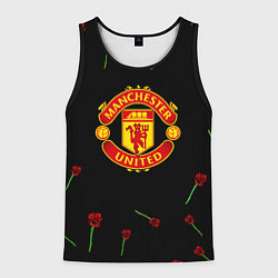 Майка-безрукавка мужская Манчестер Юнайтед розы, цвет: 3D-черный