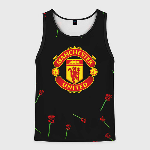 Мужская майка без рукавов Манчестер Юнайтед розы / 3D-Черный – фото 1