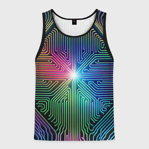 Мужская майка без рукавов Линейная графика / 3D-Черный – фото 1