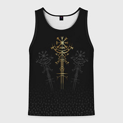Майка-безрукавка мужская Древний компас на удачу вегвизир, цвет: 3D-черный