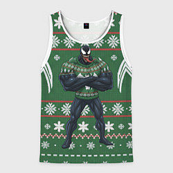 Майка-безрукавка мужская Веном в вязаном свитере - новый год, цвет: 3D-белый