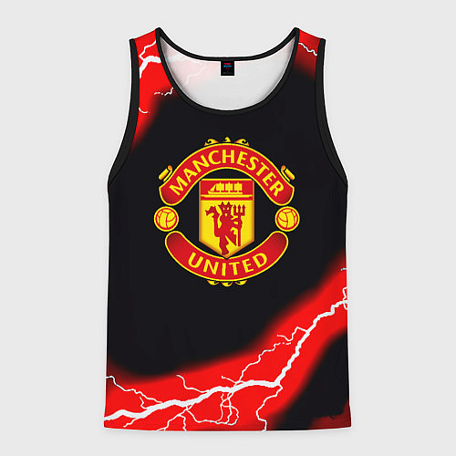 Мужская майка без рукавов Манчестер Юнайтед шторм молнии / 3D-Черный – фото 1