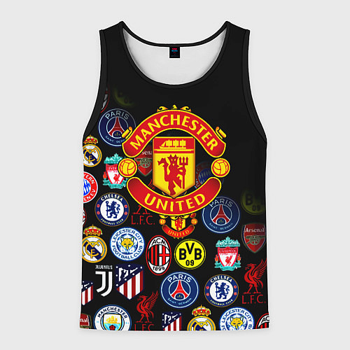 Мужская майка без рукавов Манчестер логотипы команд / 3D-Черный – фото 1