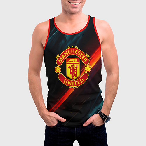Мужская майка без рукавов Манчестер Юнайтед абстракция / 3D-Красный – фото 3