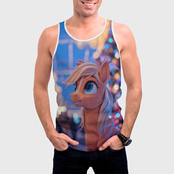 Майка-безрукавка мужская Милая лошадка символ 2026, цвет: 3D-белый — фото 2