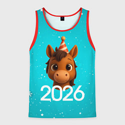 Майка-безрукавка мужская Голова лошадки, цвет: 3D-красный