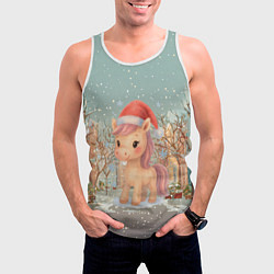 Майка-безрукавка мужская Маленькая новогодняя милая лошадка, цвет: 3D-белый — фото 2
