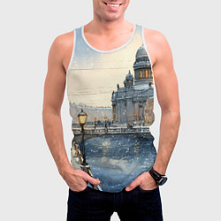 Майка-безрукавка мужская Санкт-Петербург снежный день, цвет: 3D-белый — фото 2