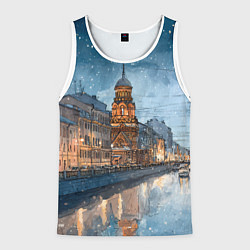 Майка-безрукавка мужская Санкт-Петербург зимний город, цвет: 3D-белый