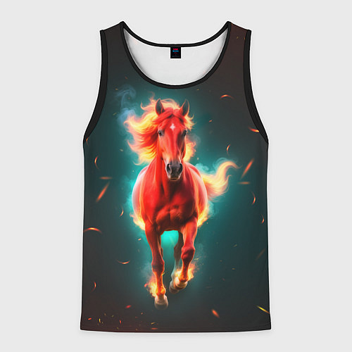 Мужская майка без рукавов Светящаяся огненная лошадь / 3D-Черный – фото 1