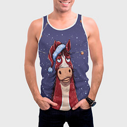 Майка-безрукавка мужская Новогодняя лошадь символ 2026 года, цвет: 3D-белый — фото 2