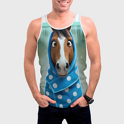 Майка-безрукавка мужская Конь в полотенце, цвет: 3D-белый — фото 2