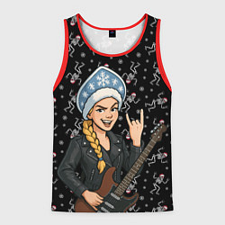 Майка-безрукавка мужская Снегурочка с гитарой - Рок, цвет: 3D-красный