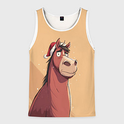 Майка-безрукавка мужская Уставшая за год лошадка, цвет: 3D-белый