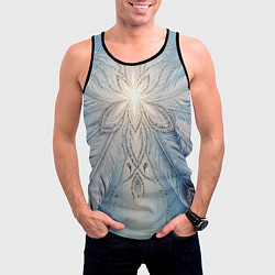 Майка-безрукавка мужская Ледяной перьевой орнамент со светом, цвет: 3D-черный — фото 2