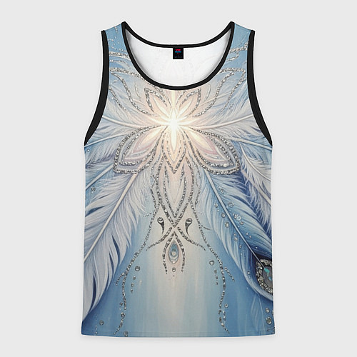 Мужская майка без рукавов Ледяной перьевой орнамент со светом / 3D-Черный – фото 1
