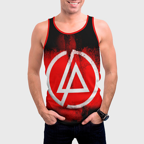 Мужская майка без рукавов Linkin Park: Red style / 3D-Красный – фото 3