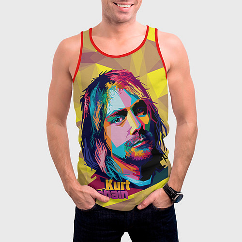 Мужская майка без рукавов Kurt Cobain: Abstraction / 3D-Красный – фото 3